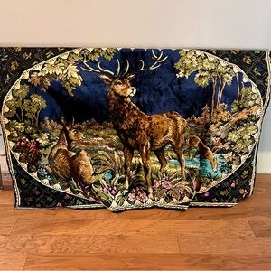 Vintage Tapestry with Deer Scene